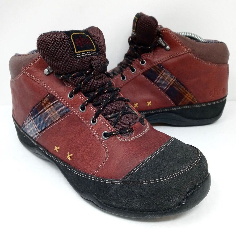 Ahnu Women’s Leather Hiking Boots Size 7.5 Red Waterproof Mid Booties